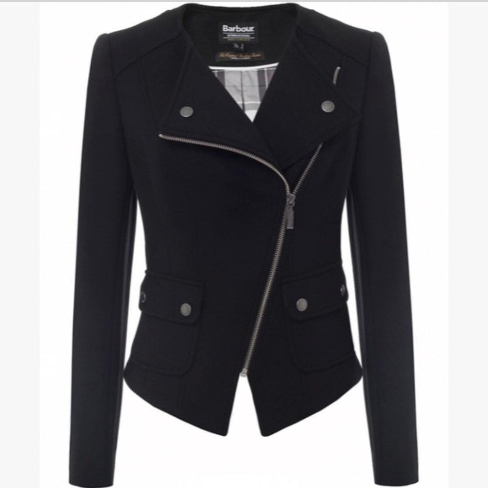 BARBOUR INTERNATIONAL MOTORCYCLE STYLE JACKET COTTON BLEND WOMEN'S USA 8 UK 12